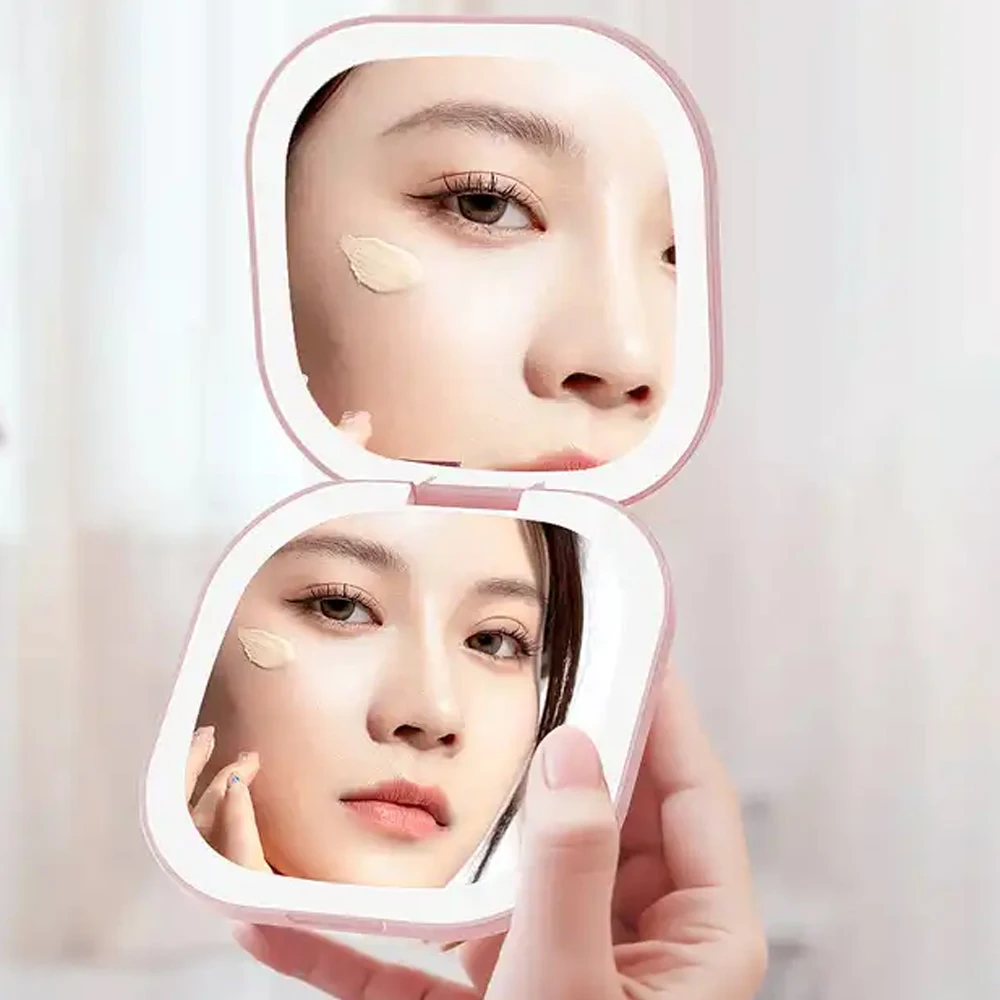 Compact LED Makeup Mirror with Magnification 2