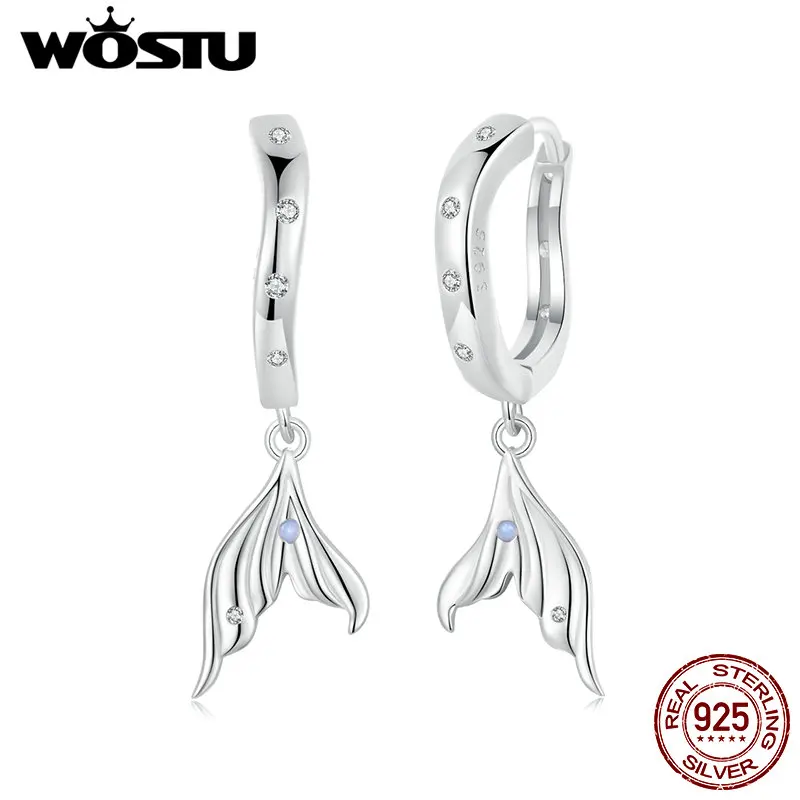 Orecchini Pendenti A Coda Di Balena In Argento 925 Con Zirconi Blu - Gioiello Donna E Ragazza