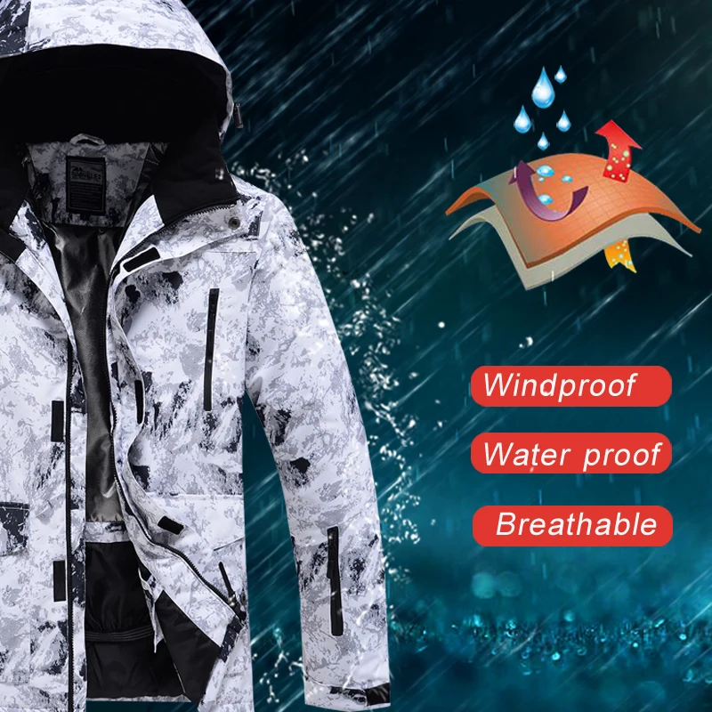 -30 Degree Ski Suit For Men Winter Windproof Waterproof Thick Warm Skiing Jacket Snow Pants Outdoor Male Snowboarding Clothing
