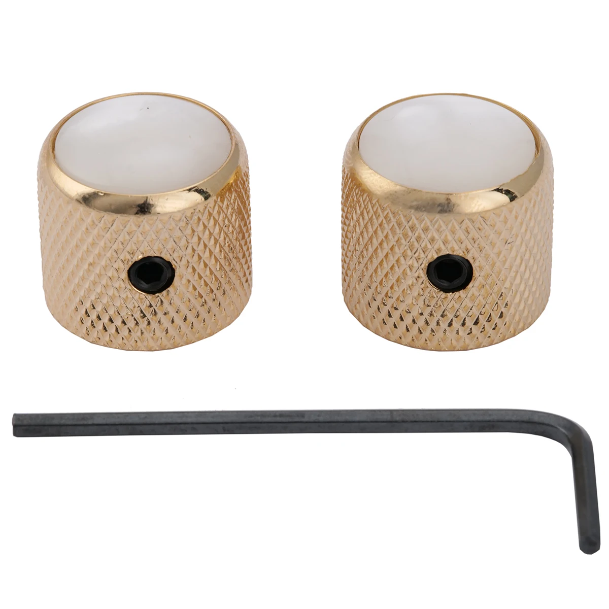 

Musiclily Pro 6mm Steel White Pearl Top Tele Dome Knobs with Set Screw for Telecaster Guitar or Precision Bass, Gold (Set of 2)