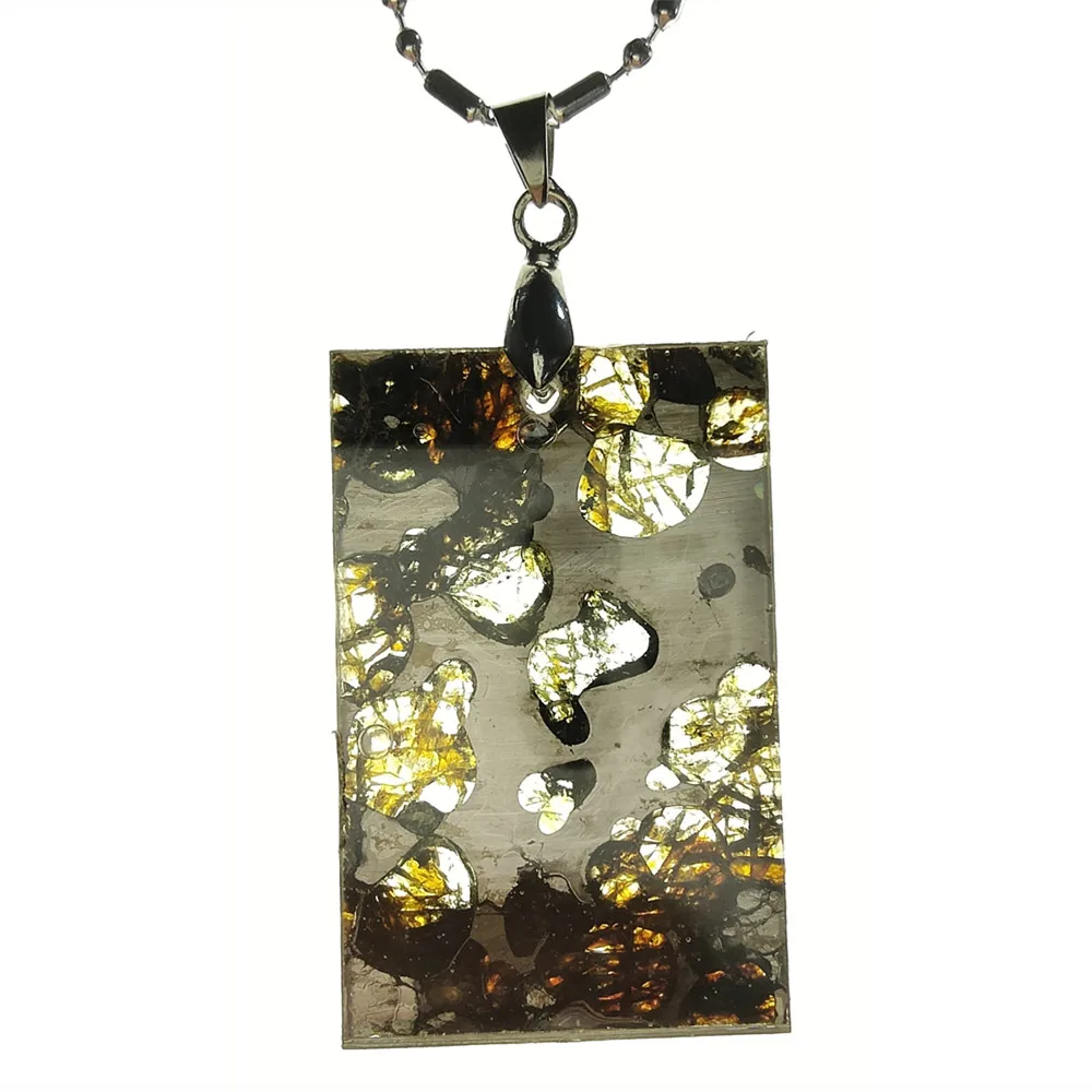 

High quality olive meteorite necklace Brenham olive meteorite pendant men and women collection jewelry