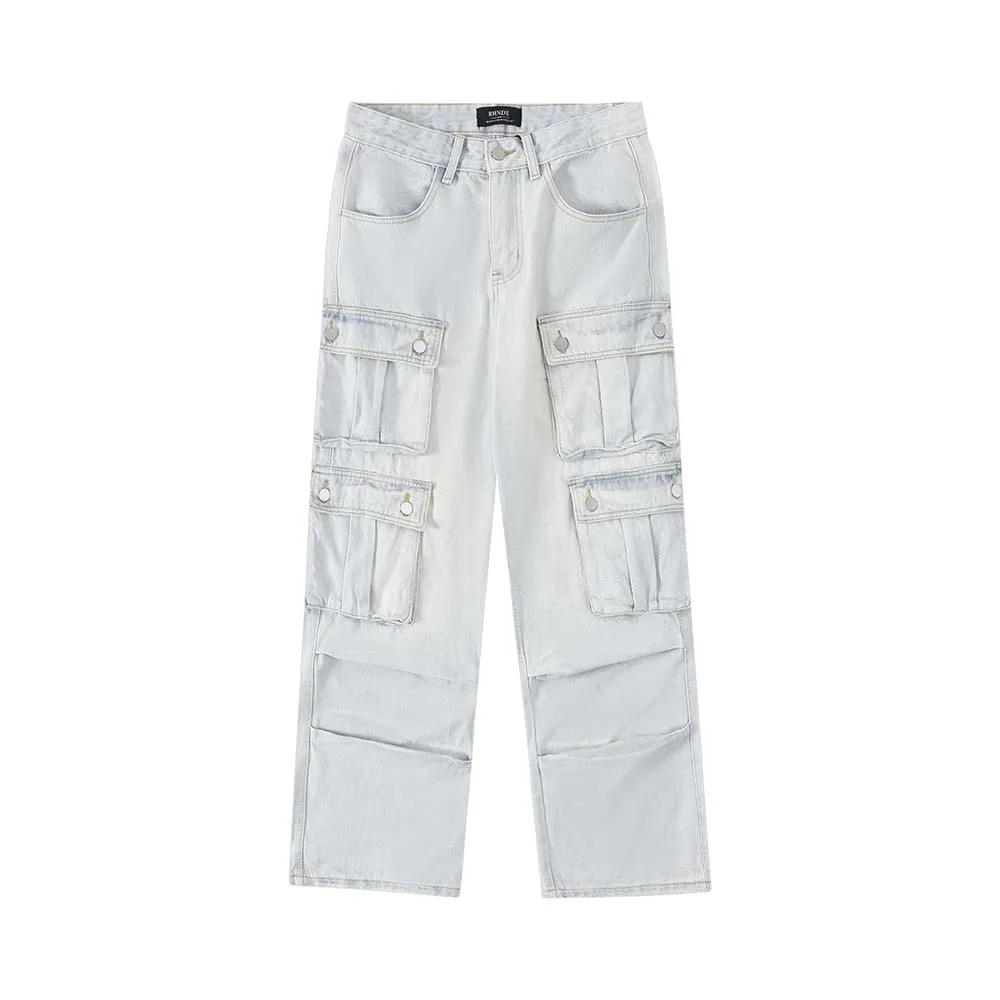 RHNDE Multi-pocket Washed Cargo Jeans Hip Hop Y2k Men’s Jeans 3