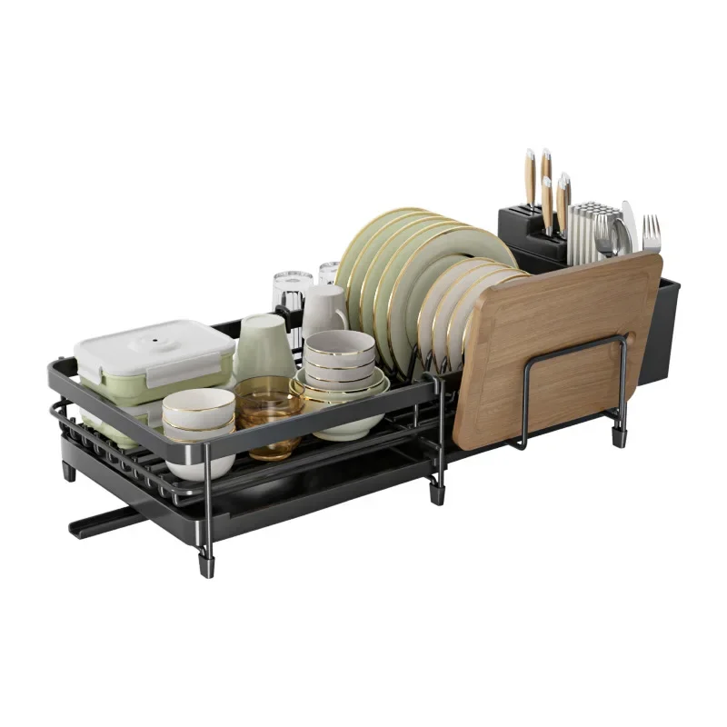 Multifunctional Dish Rack for Kitchen Counter Large Dish Drainer with Drainboard Storage Rack Kitchen Dish Drying Rack 5