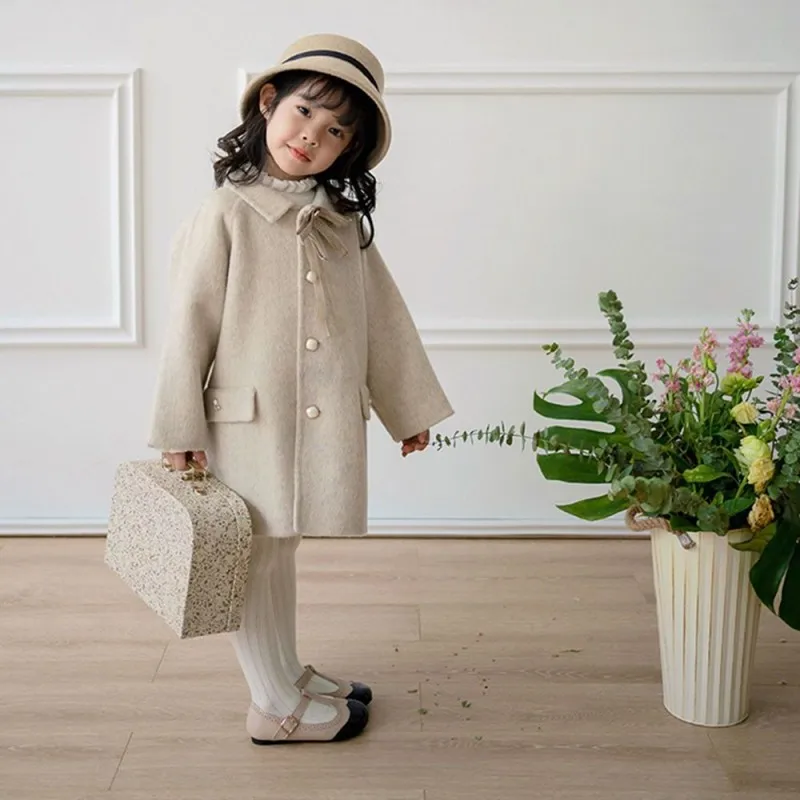 Girls Woolen Cotton Coat Jacket Winter Autumn Teenager Children's Clothing