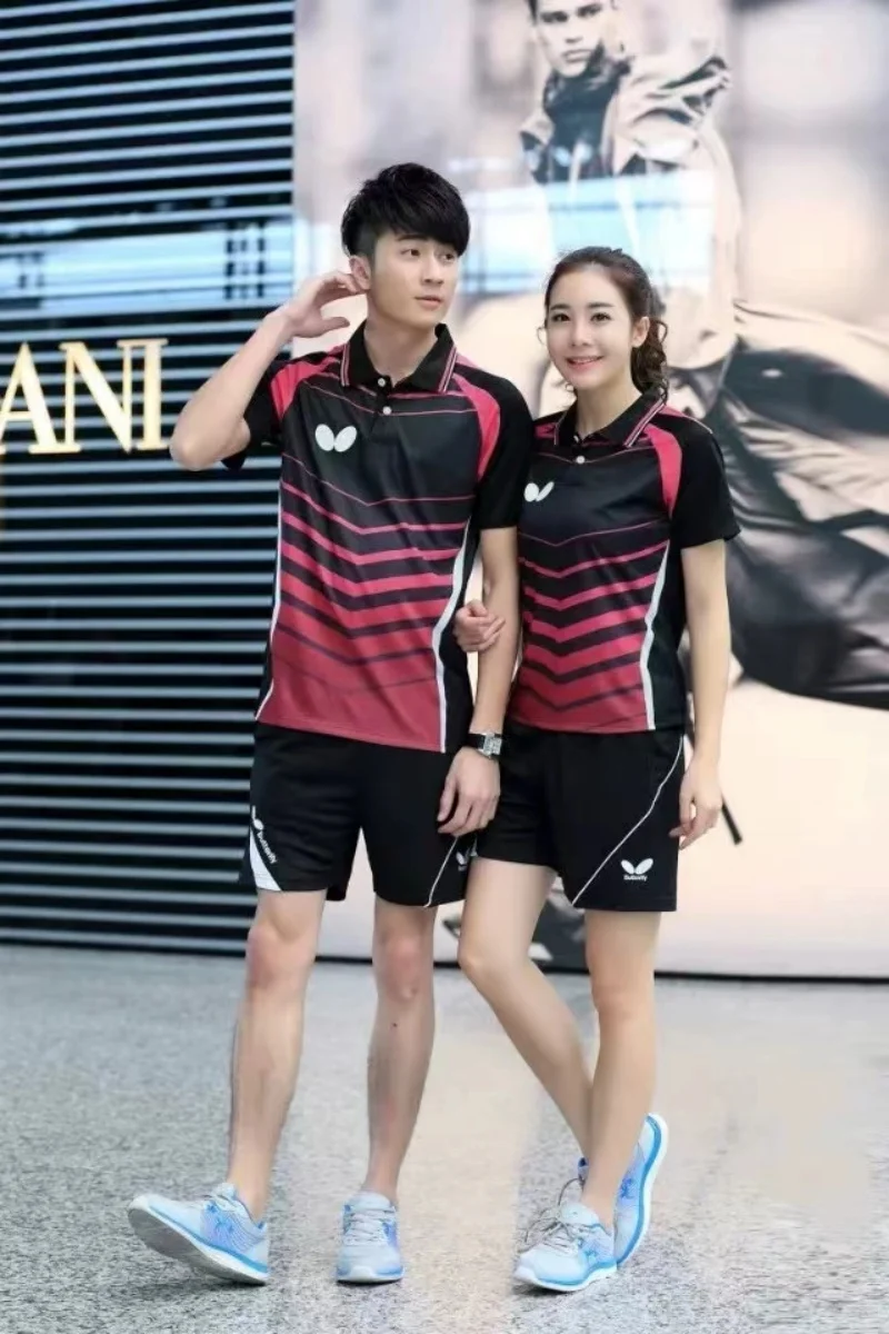 Customized table tennis clothes for men and women Quick drying breathable tennis T-shirt lapel can be printed logo