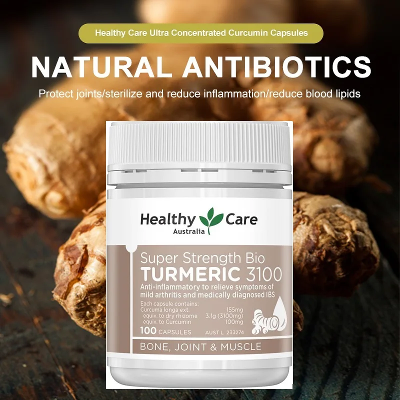 

Australia Healthy Care Super Strength Bio Turmeric 3100mg 100Capsules IBS Relief Joint Health Mobility