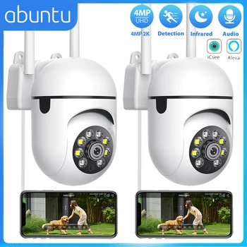 2PCs PTZ Wifi Security Cameras 4MP 2K Mini Surveillance Camera Night Vision Human Detection 24/7 Recording ICSEE APP Auto Track 1