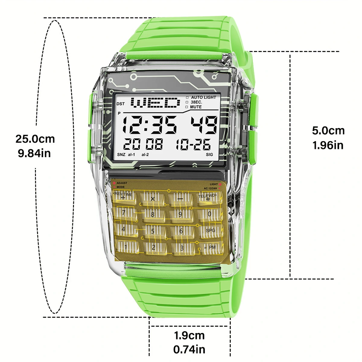 Men & Women Student Watches Vintage Creative Design Calculator Watch Date Calculation Digital Electronic Small Square Watch 6