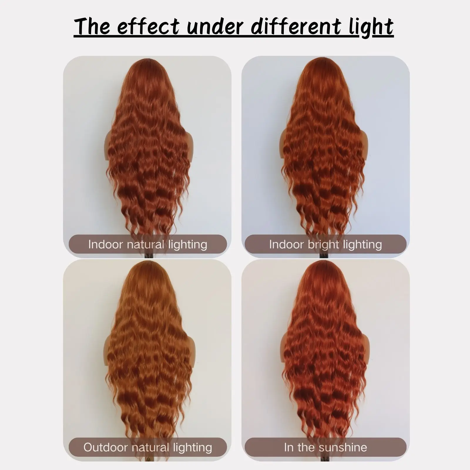 Long Ginger Wavy 13×4 Lace Front Synthetic Wig For Women Orange Heat Resistant Fiber Wig For Daily Party Use (32Inch)