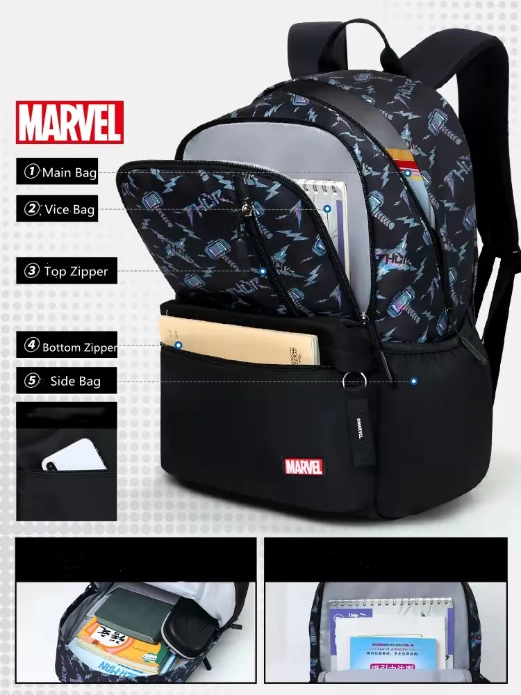 Disney New School Bags For Boys Primary Middle Student Shoulder Orthopedic Backpack Spider Man Grade 2-6 Large Capacity Mochila