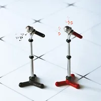 1:12 Dollhouse Mini Microphone Model With Stand Musical Instrument Furniture Dolls Accessories Kids Pretend Play Toys 1