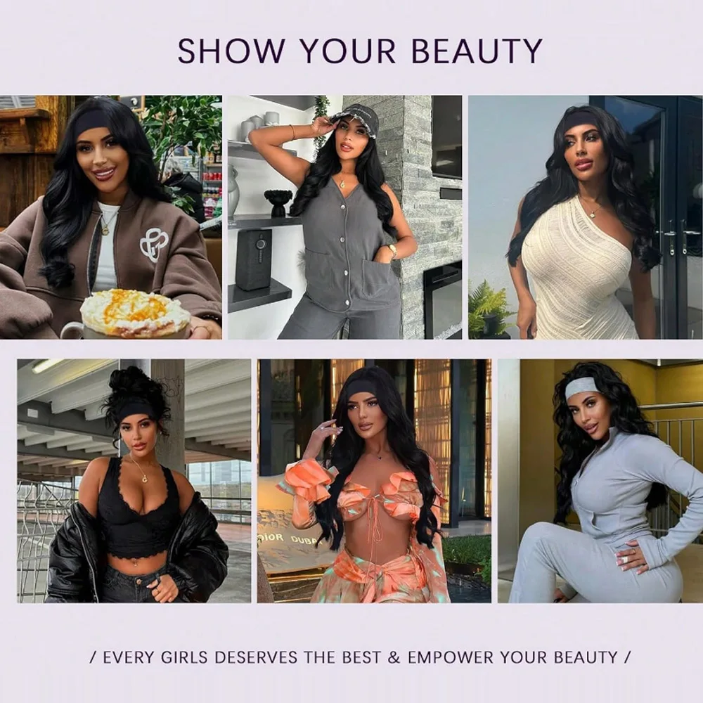 200% Destity 24 Inch Headband Wig Human Hair Body Wave Headband Wigs for Black Women Human Hair 100% Brazilian Virgin Human Hair