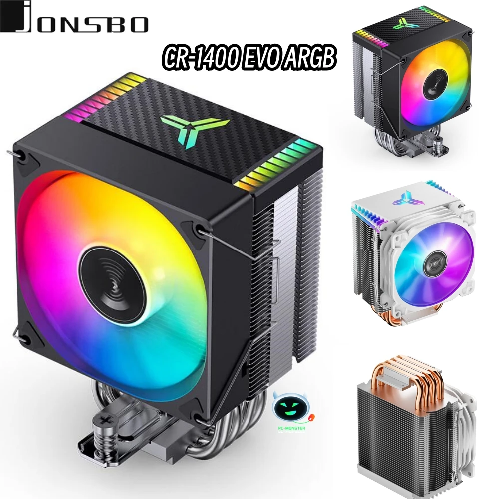 JONSBO CR-1400 EVO ARGB CPU 냉각 선풍기 4 히트 파이프 쿨러 PWM 프로세서 에어 쿨러, LGA1700 1200 115X AM4 AM5 용, 신제품 