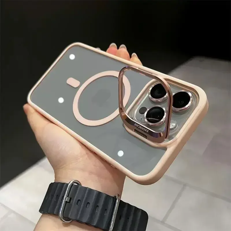 MagSafe Magnetic Lens Protection Phone Case with Transparent Metal Ring Cover