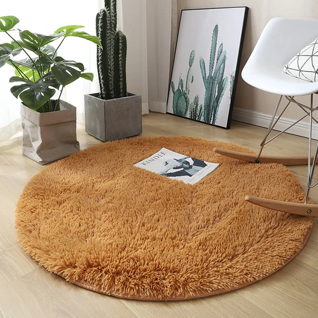 Fluffy Wool Rug Living Room Carpets Faux Fur Round Mat 2