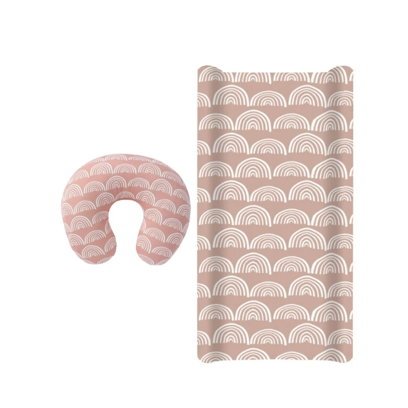 1 Set Baby Diaper Changing Mat Cover Floral Print Fitted Crib Sheet & Nursing Pillow Cushion Case Sleeve for Pregnant