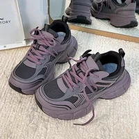 New Purple Women's Casual Sport Shoes Thick Bottom Versatile Comfortable Breathable Rubber Sole Adult Cotton Lined Shoes
