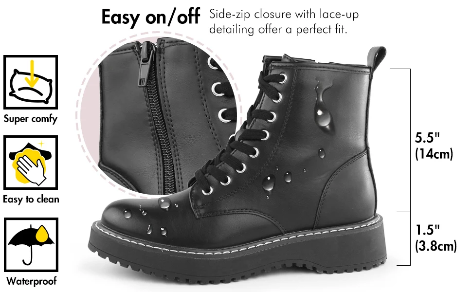 Combat Boots Side Zipper Lace 