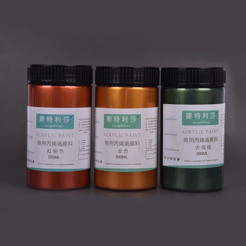 300ml Gold Paint Metallic Acrylic Paint Waterproof For Statuary Coloring DIY