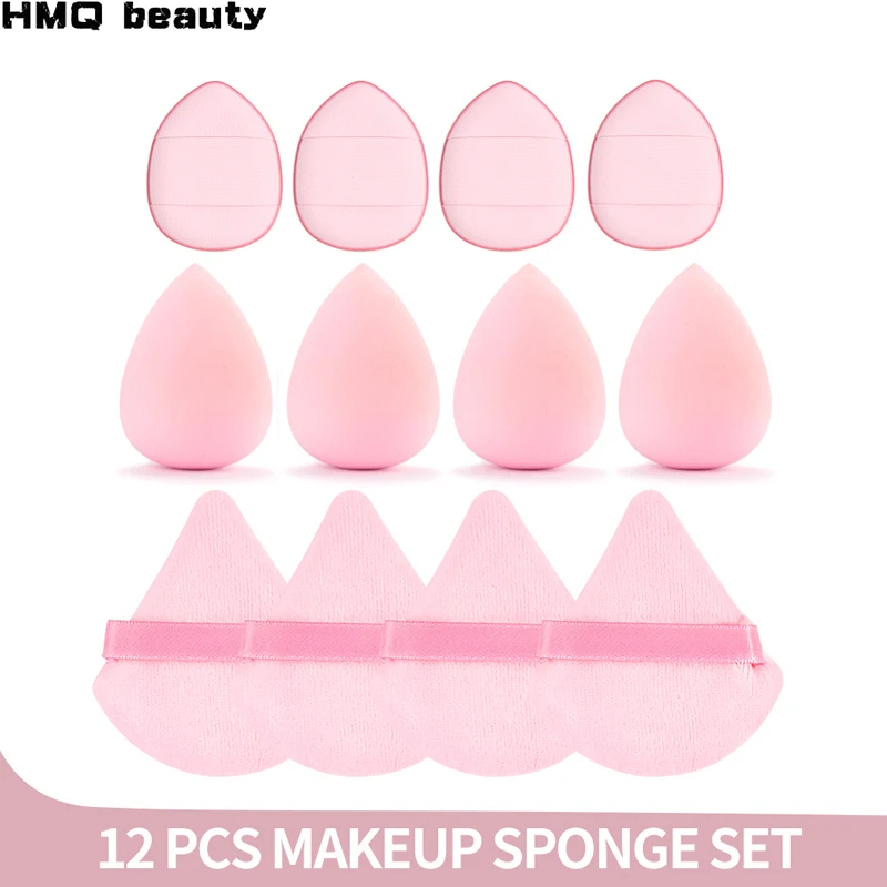 12 Pezzi Set Per Il Trucco Mini Finger Puff Triangle Powder Soft Beauty Egg Foundation Cream Concealer Make Up Sponge Blender Tools