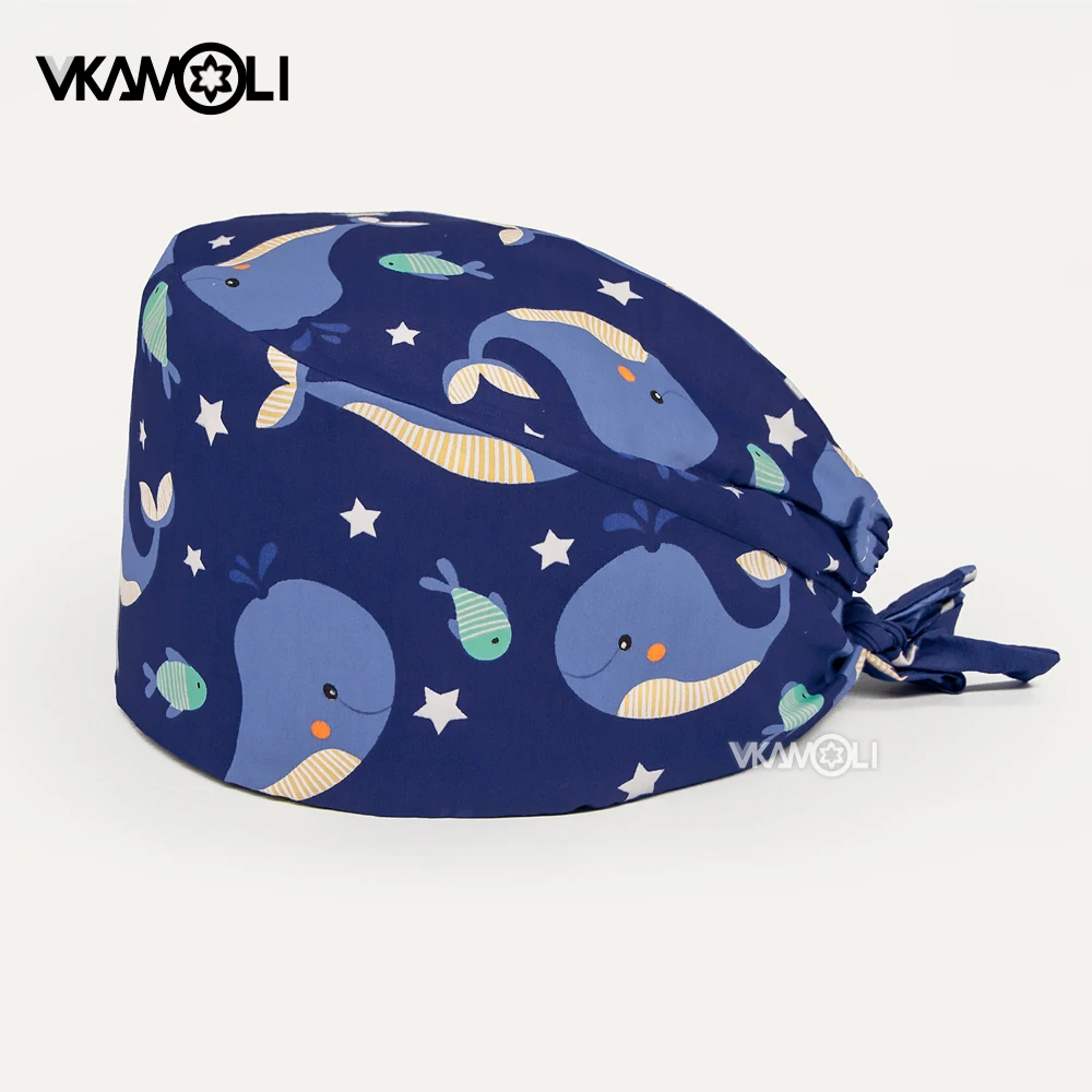 Scrubs Caps Cloud printing man and womens Pet Grooming Agency Work Breathable Lab Hat sgorro enfermera nursing cap