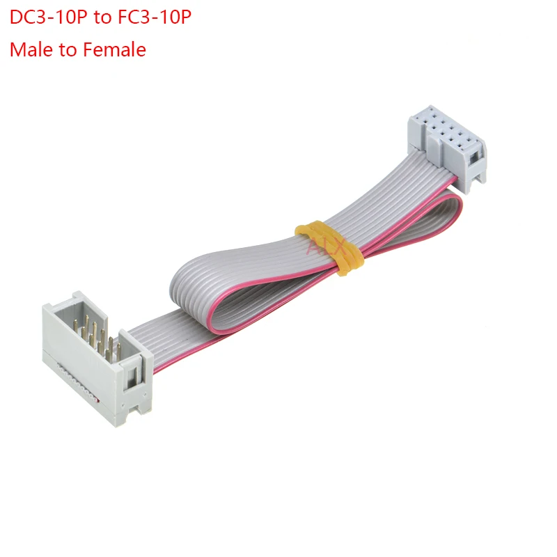 2PCS DC3-FC ชายหญิง2.54MM Pitch 10 PIN 20ซม.30ซม.แบบแบนดาวน์โหลดข้อมูลสายกล่อง IDC HEADER 10 P 1