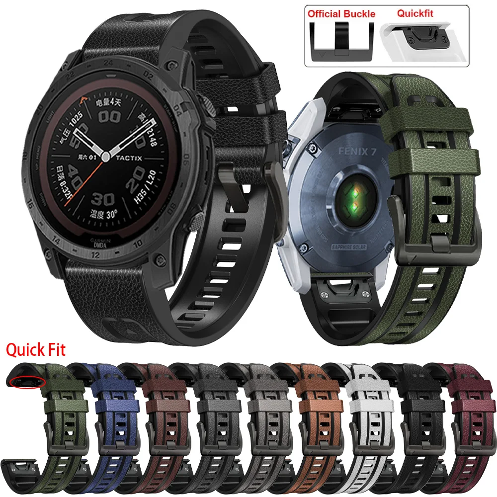 Cinturino In Pelle Quick Fit Per Garmin Descent Tactix 7 Pro Delta / Bravo Band 22/26Mm Bracciale In Silicone Cinturini Accessori Per Cintura