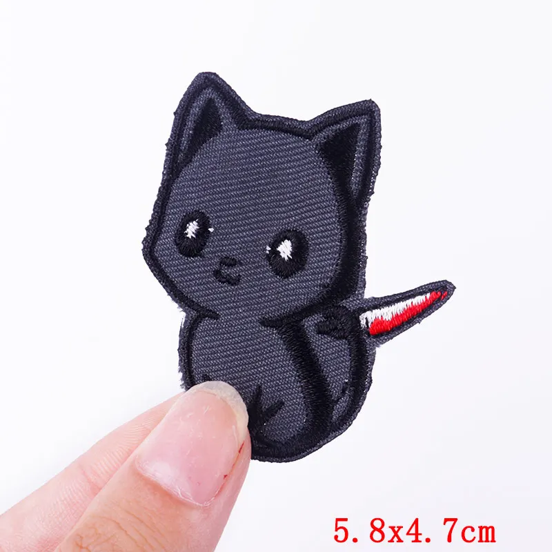 Cute Cat Embroidered Patches For Clothing Thermoadhesive Patches On Kids Clothes Applique DIY Cartoon Badges Animal Stickers 