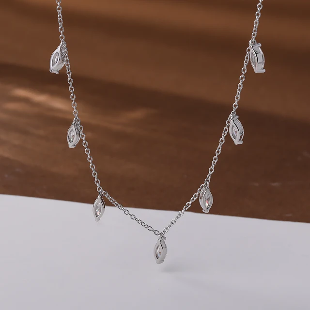 0.3CT Marquise Moissanite Halskjede – 925 Sølv, GRA-sertifisert