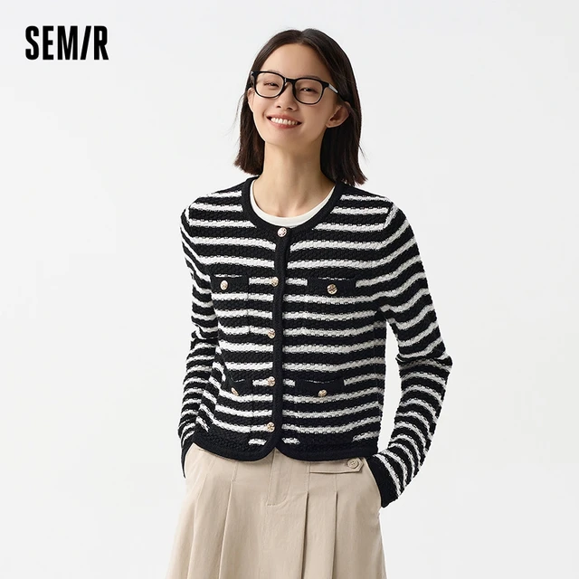 Semir Soft Cardigan For Woman 2026 Short Crew Neck HighWaist Elegant Gentle Women Stylish Top Spring Sweater 4