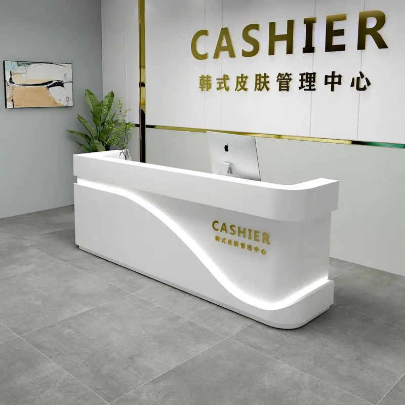 Modern Front Reception Desk Office Cashier Counter Luxury Office Store Desk White Information Theke Rezeption Luxury Furniture grocery store bakery cashier counter store white reception shop cashier counter table store desk rezeption acrylic furniture