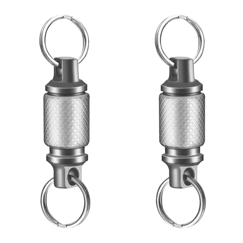 

2X Titanium Quick Release Keychain,Detachable Key Ring Pull Apart Keychain,Key Holder Accessory For Bag/Purse/Belt