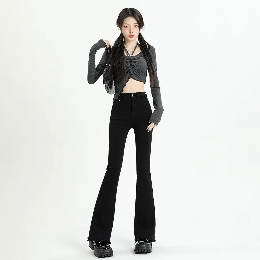 America Y2K 2024 패션 레트로 루즈 데님 바지, 슬림 하라주쿠 스타일, 루즈 와이드 레그 청바지, 여성 스키니 하이 웨이스트 플레어 청바지
