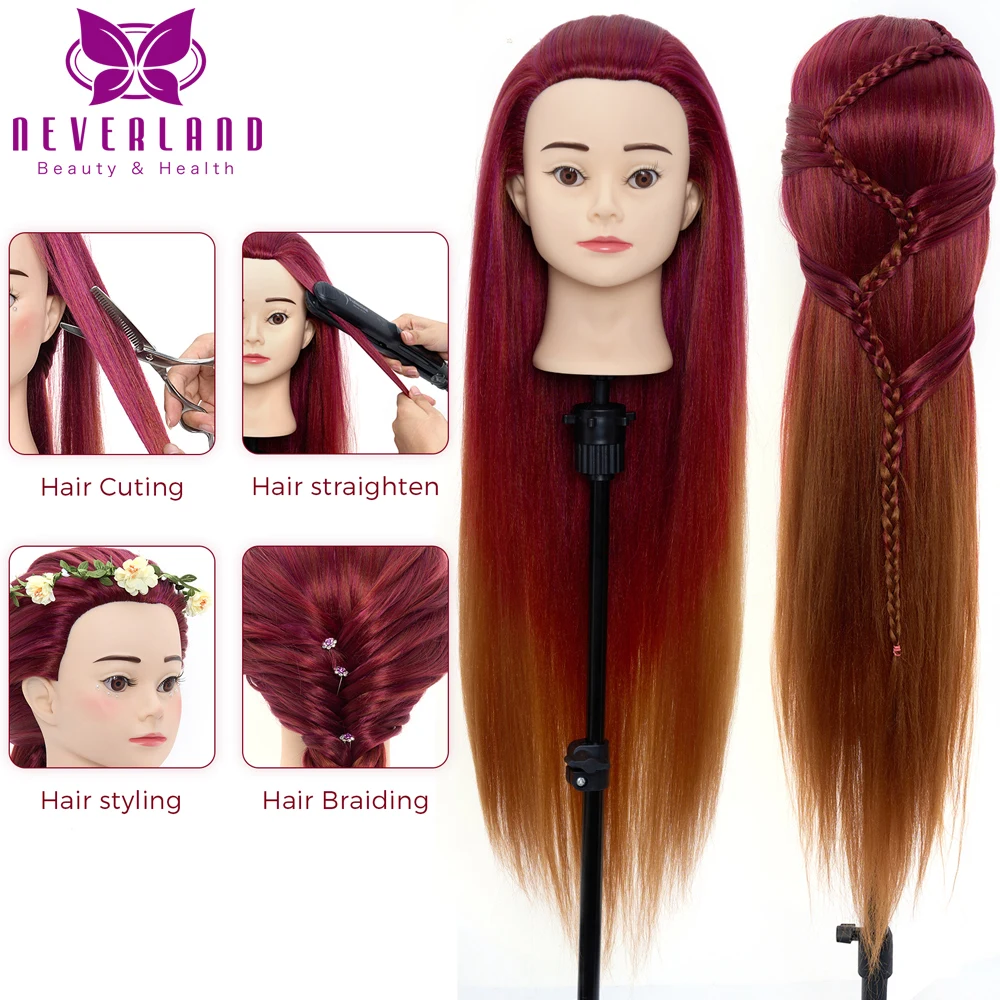 

NEVERLAND Hairdressing Training Head 66cm Long Practice Mannequin Head Hairstyles Professional Trainging Doll Hair Accessories