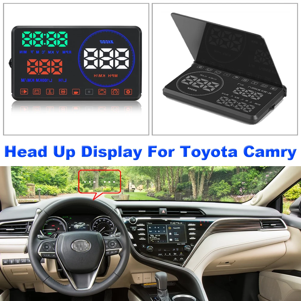 

Автомобильные электронные аксессуары для Toyota Camry XV50/XV70 2011-2017 2018 2019 2020, дисплей на лобовое стекло, сигнализация скорости HUD Plug & Play