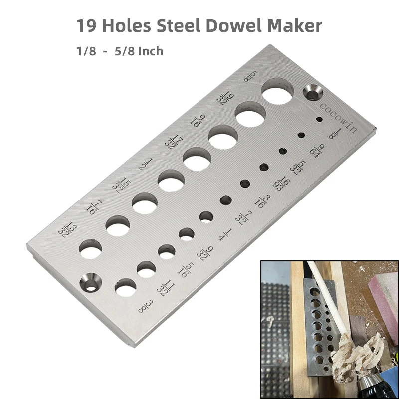 Woodworking 19 Holes Steel Dowel Maker Inch From 1/8