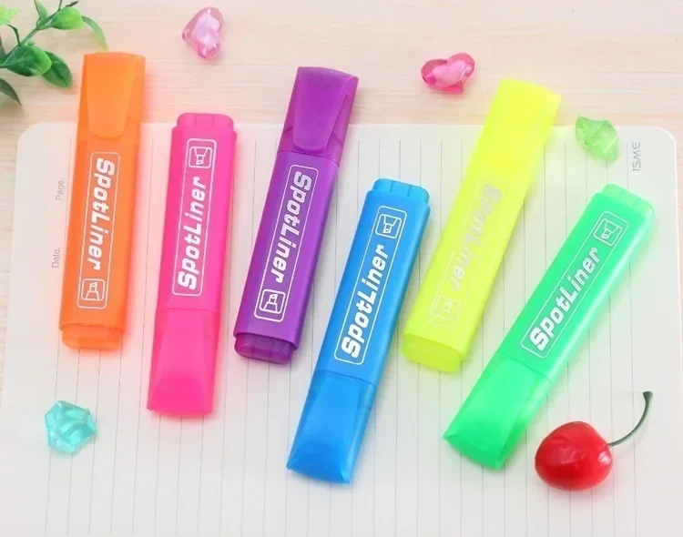 4 Stück Text marker Absatz Süßigkeiten Farbe große Kapazität Neon Stift Farbe Marker Regenbogen Stifte Schreiben liefert zufällige Farbe – Detail 2