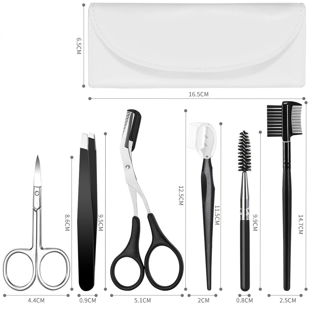Men's Stainless Steel Eyebrow Trimming Clip 5-piece Set Beginner Eyebrow Trimming Knife Scissors Eyelash Comb Set Makeup Tool 3