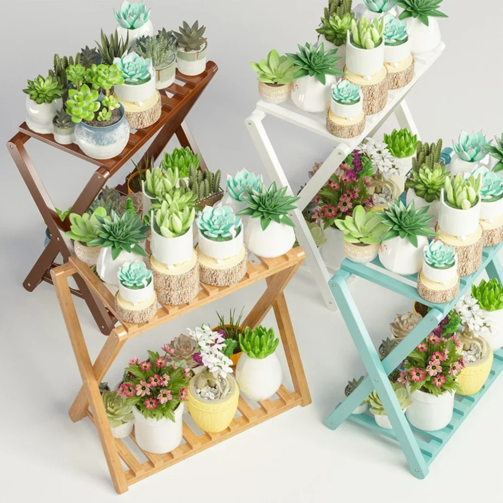 Multilayer Wooden Flowerpot Organizer Flower Holder Balcony Stand Pots Display Shelf Plant Stand Living Room Outdoor Furniture