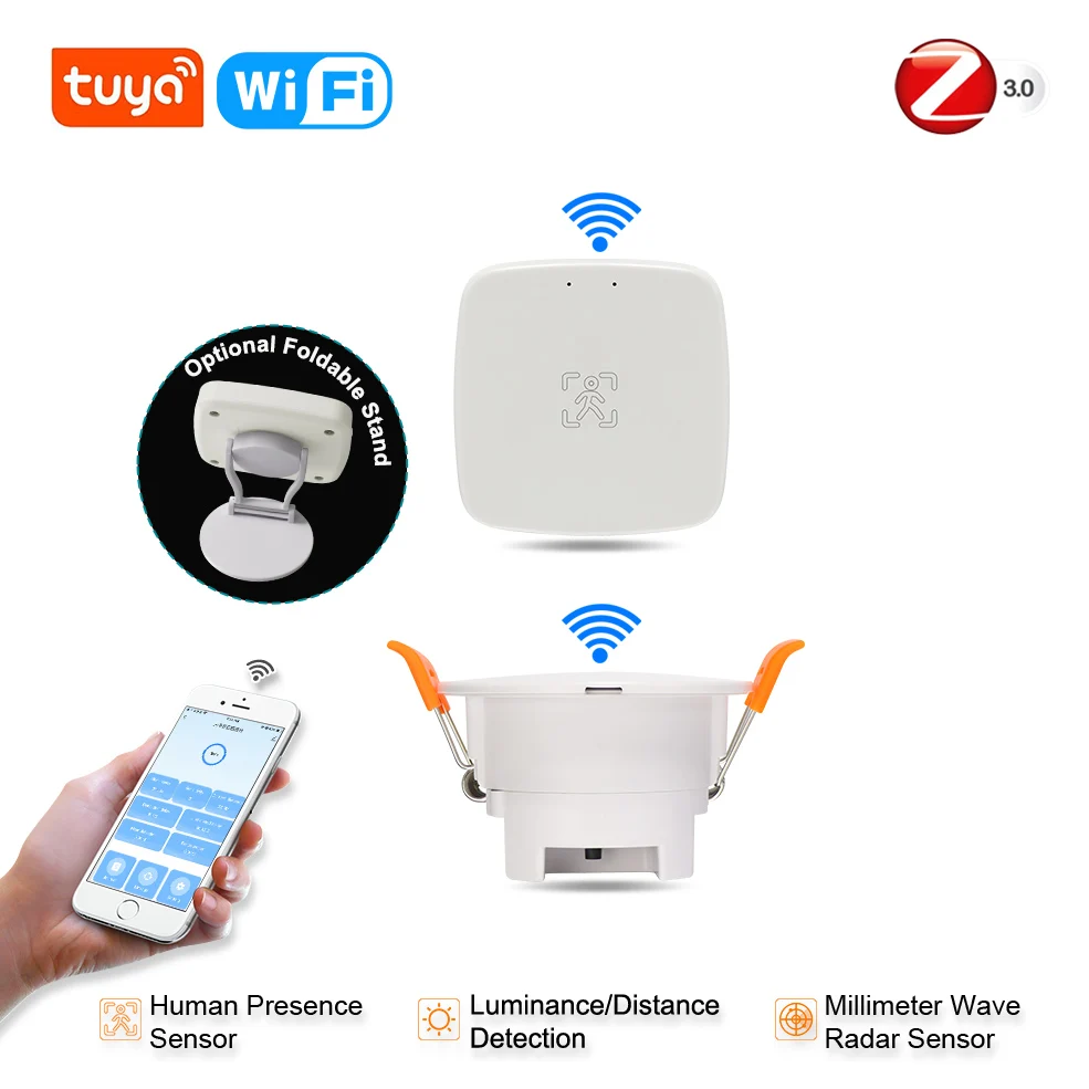 Human Presence Sensor Zigbee 3.0 Tuya Wifi MmWave Radar Detector Smart Home Motion Sensor With Intensity Detection