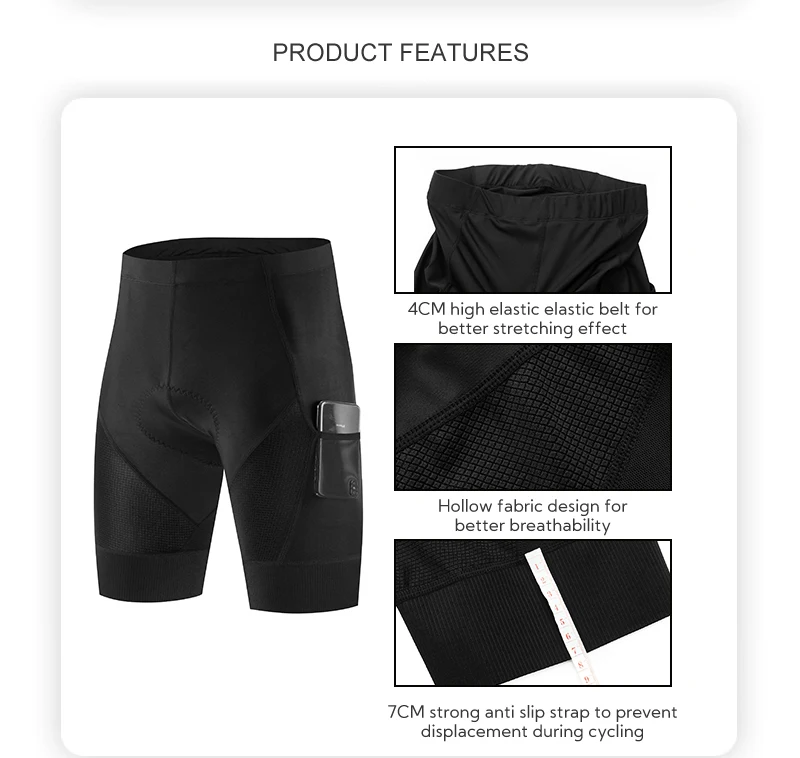 Description Picture 6 of itemTour Of Italy Elastic Interface Padded Bike Shorts Cycling Bicycle Shorts Comfortable Road Biking Pants 2 Pocket Tights Slim Fit