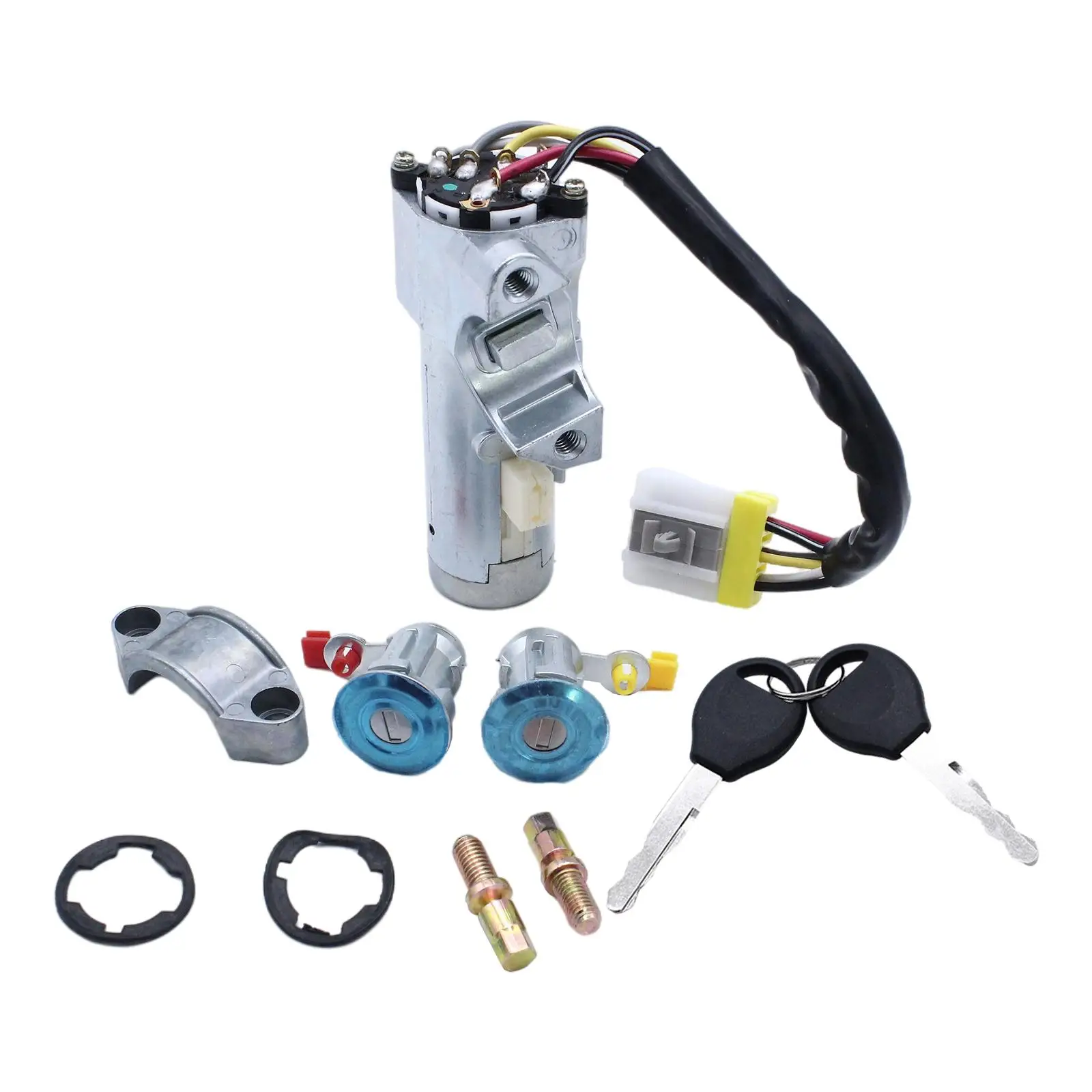 

3 Lock Door Ignition Barrel Switch Replacement with 2 Keys Car Durable Left Right Door Lock Set for Nissan D22 1997-06