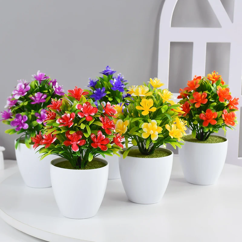 Artificial Potted Bonsai with Flowers – Decorative Tabletop Accent for Home, Wedding, Hotel, and Office Decor
