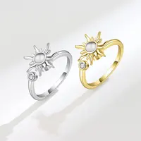 SMJEL Fidget Spinner Ring Anxiety for Women Multiple Crystal Flower Eye Butterfly Animal Ring Rotate Anti Stress Wedding Jewerly - Image 6