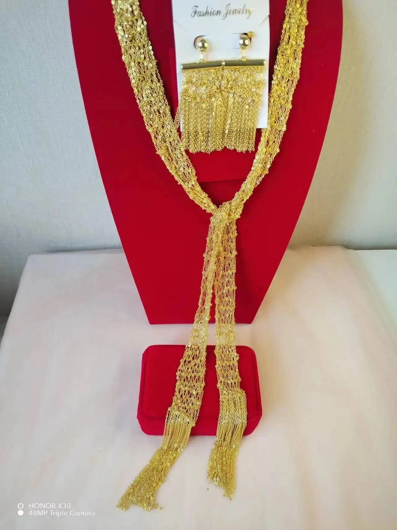 Dubai New Jewelry Set Bride Wedding Necklace Earrings Bracelet Party Anniversary Gift Popodion Women's Accessories YY10397