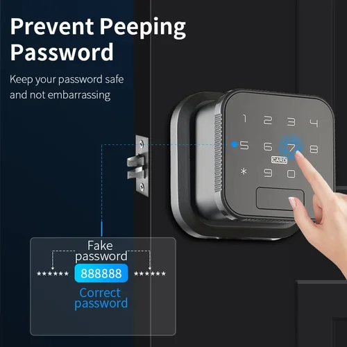 스마트 전자 도어락, 투야, 와이파이, 지문 인식 잠금, TTlock, 지문 암호, IC 카드 앱 키, USB, 비상 충전 3