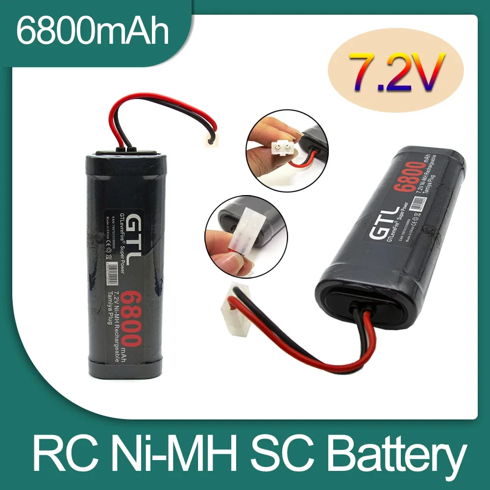 

High capacity 7.2V 6800mAh NiMH Replacement RC Battery with Tamiya Discharge Connector for RC Toys Racing Cars Boat Aircraft