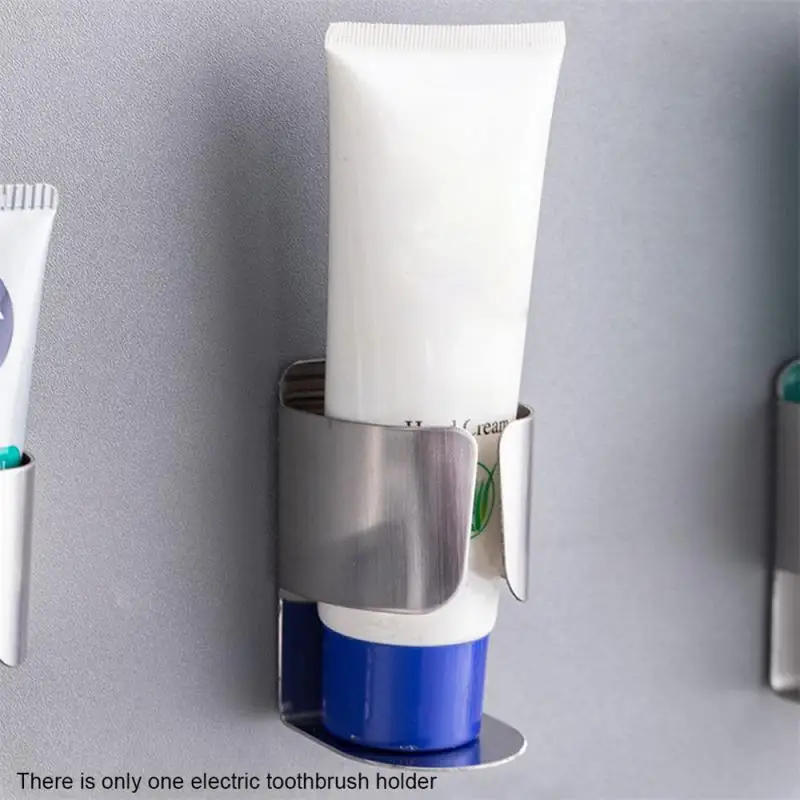 Stainless Steel Wall-Mounted Creative Non-Marking Double-Sided Brushed Electric Toothbrush Rack No Drilling 1pcs toothbrush holder