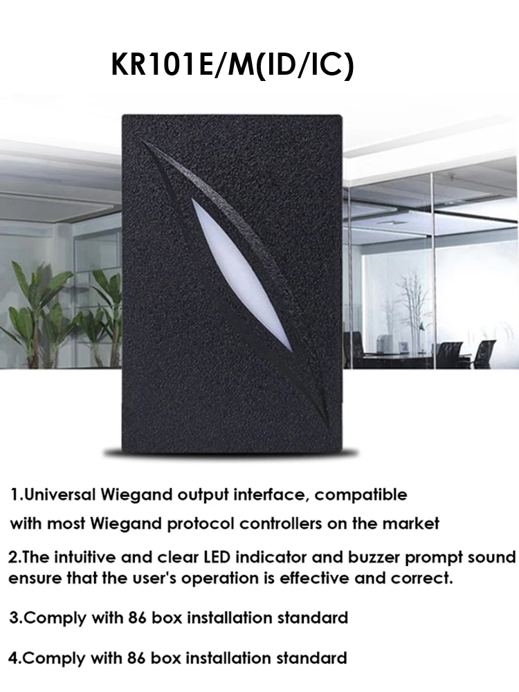 Waterproof Access Control Card Reader Wiegand 26bit 34bit LED Indicators Both Su