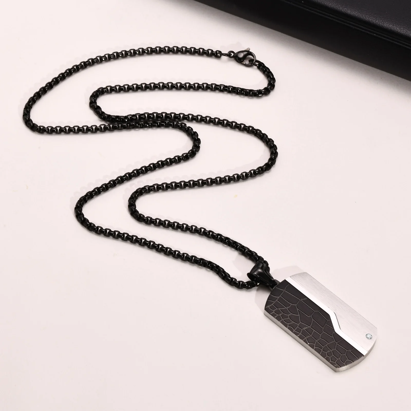 Valentinstag Geschenk Edelstahl Schmuck Erkennungsmarke Mann Halskette Anhänger für Hochzeit Geburtstag Party Papa Freund – Detail 5